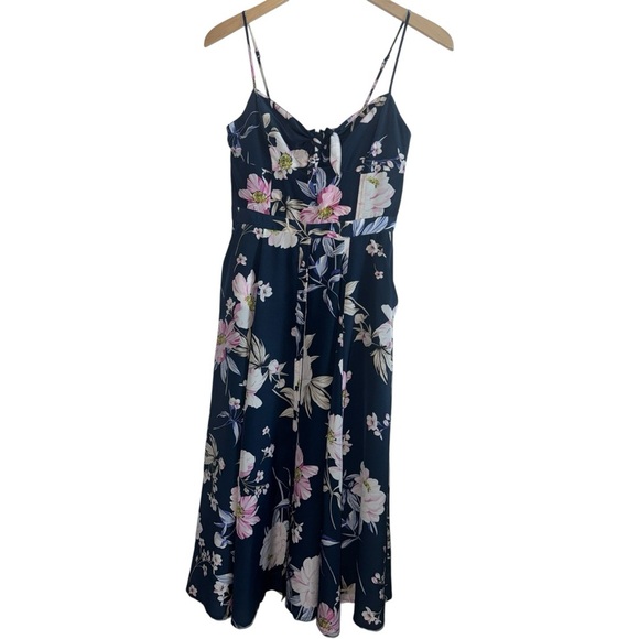 YUMI KIM Pretty Woman Silk Midi Dress in Secret Admirer Navy Blue Floral Small - Picture 4 of 10